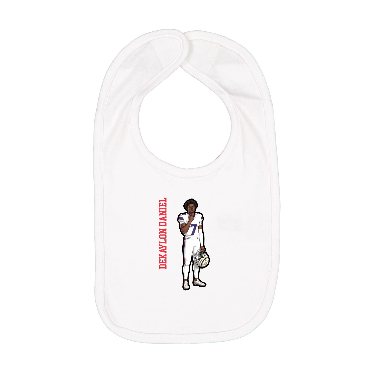 Infant Bib — Name Vertical in White