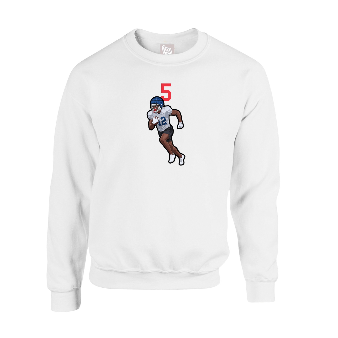 Fleece Crew — Number Top in White