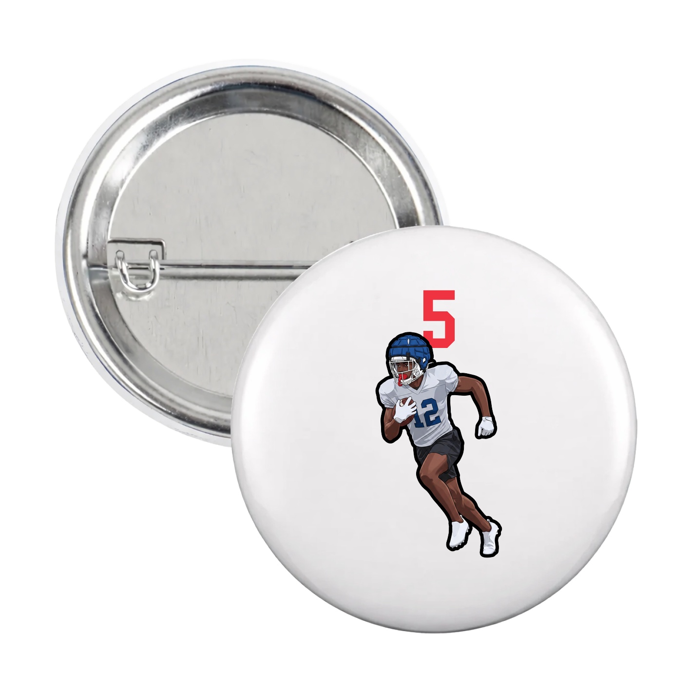 Game Day Button — Number Top in White