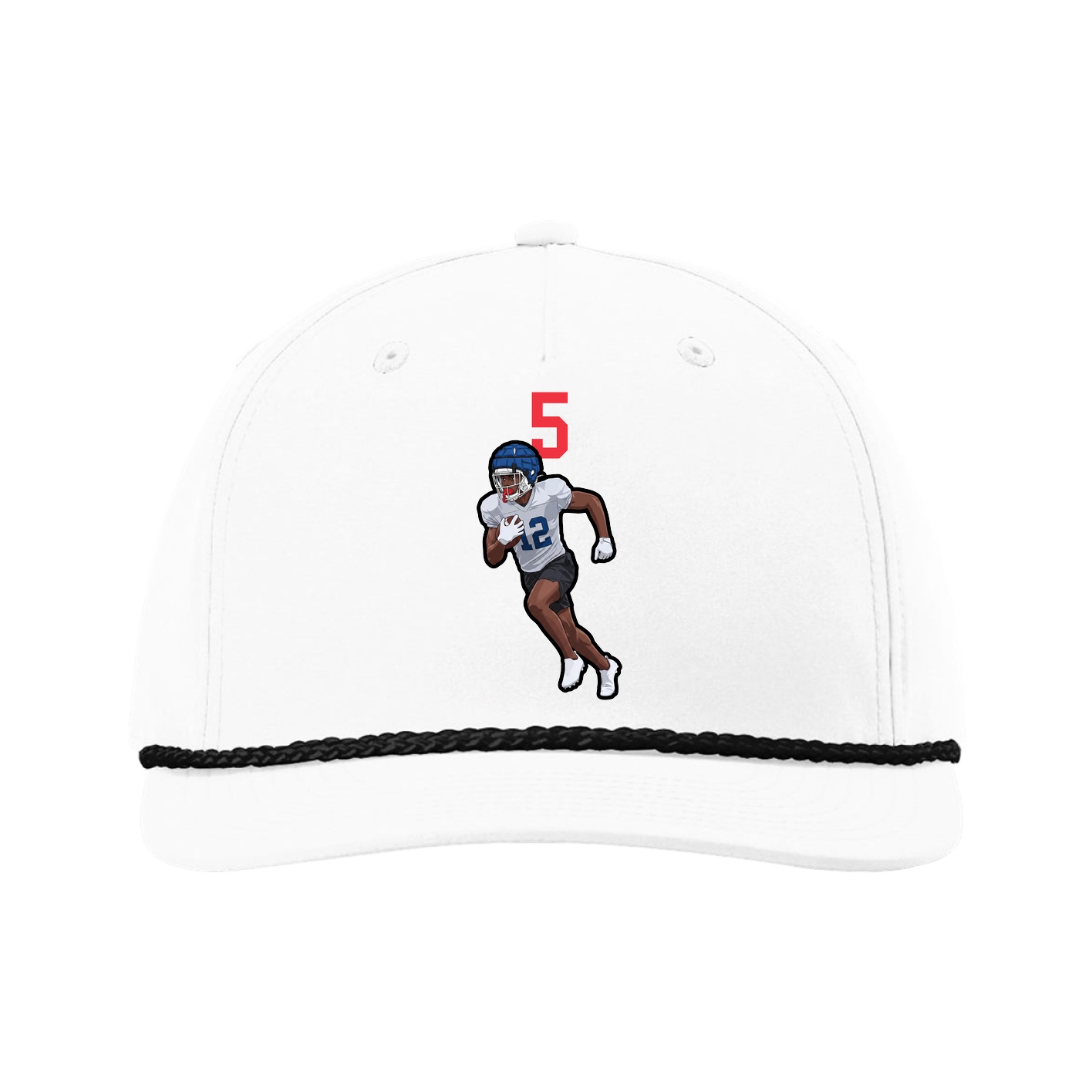 Five-Panel Classic Rope Cap — Number Top in White
