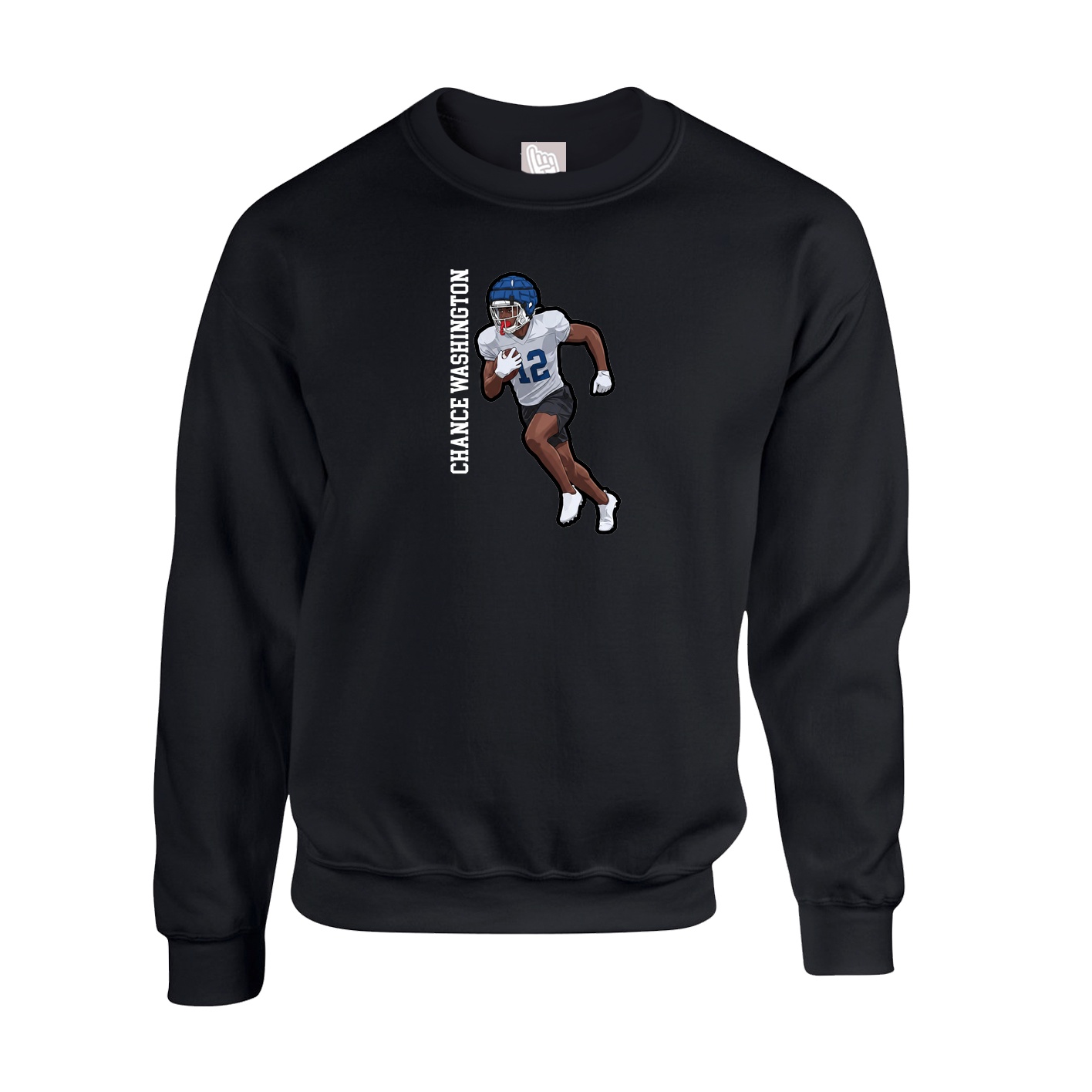 Fleece Crew — Name Vertical in Black