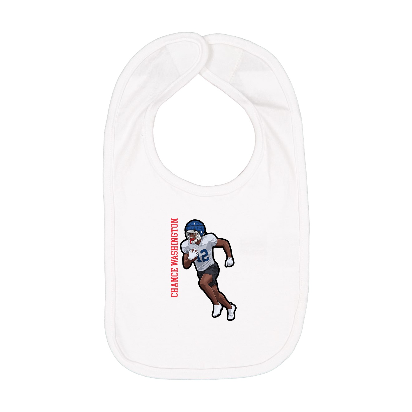 Infant Bib — Name Vertical in White
