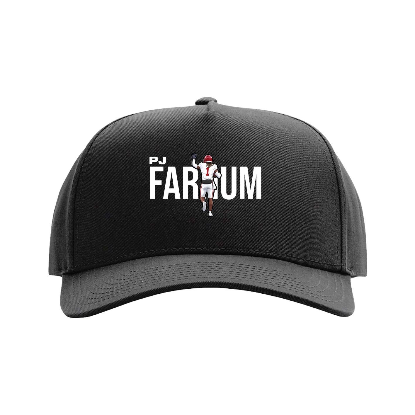 Full Fabric Five-Panel Champ Cap — Player Name in Black
