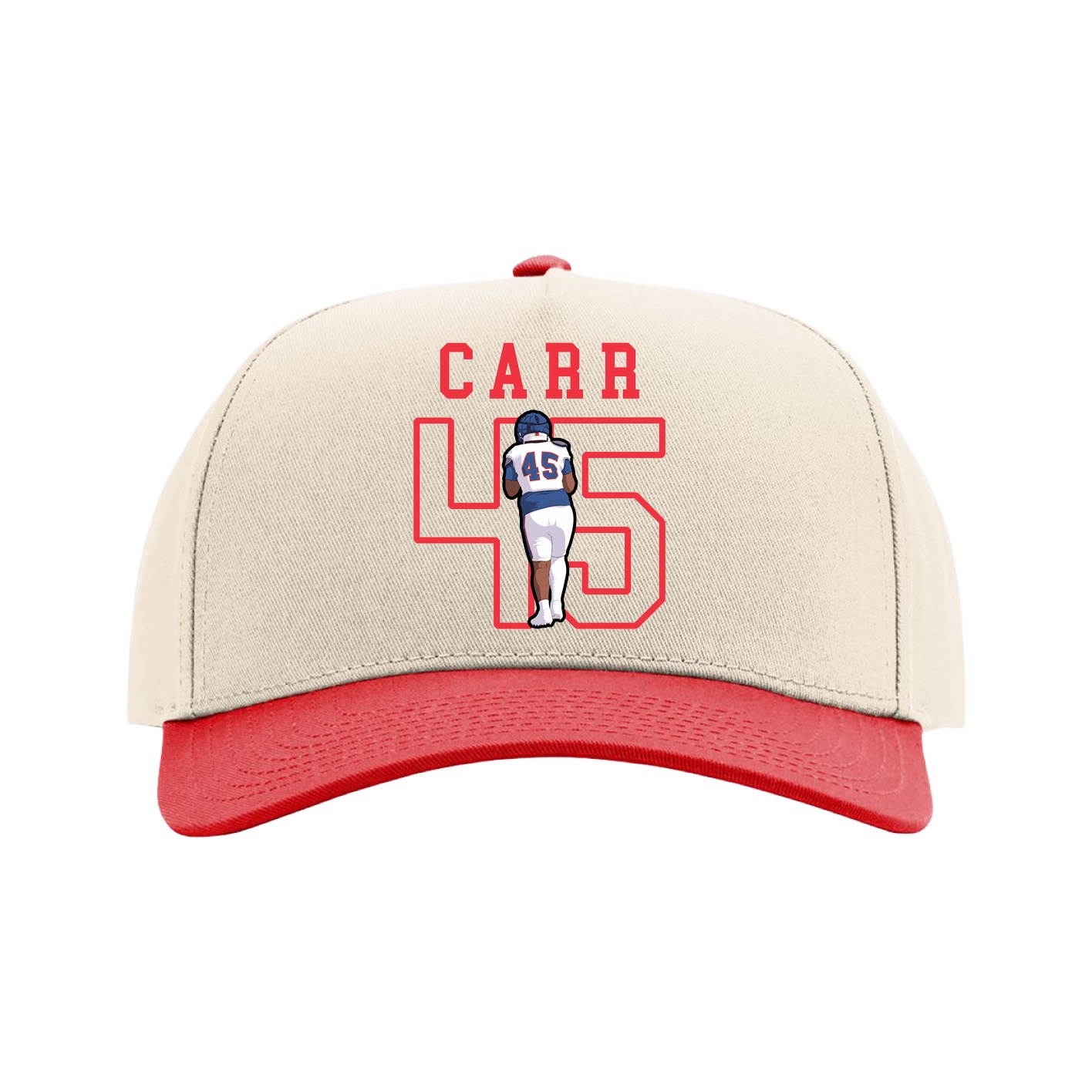Full Fabric Five-Panel Champ Cap — Shirsey in Cream/Red