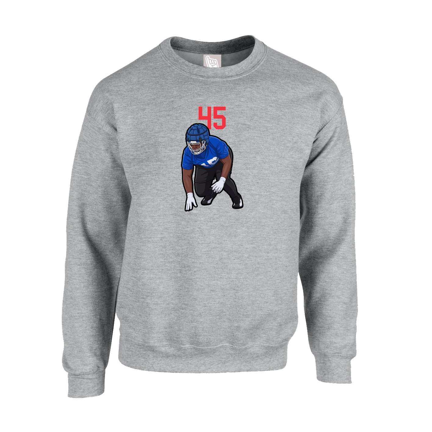Fleece Crew — Number Top in Grey