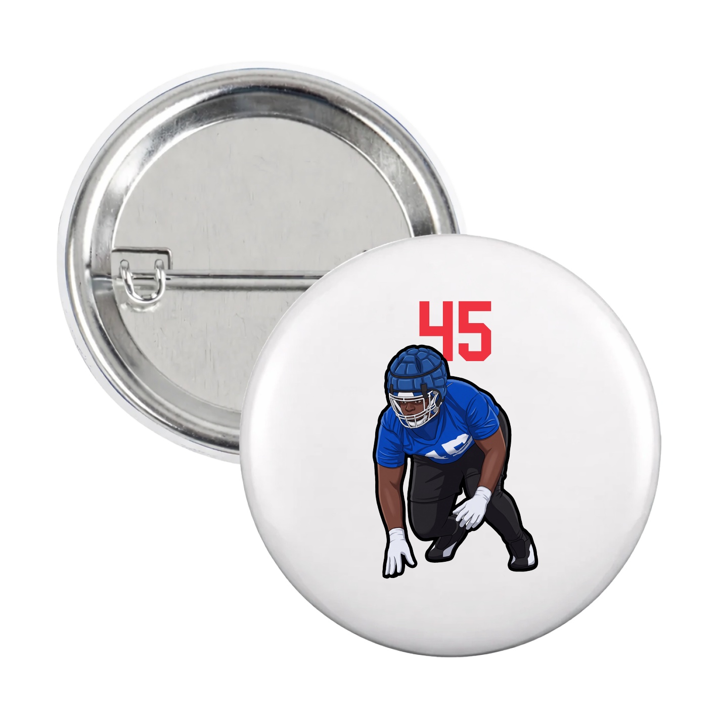 Game Day Button — Number Top in White