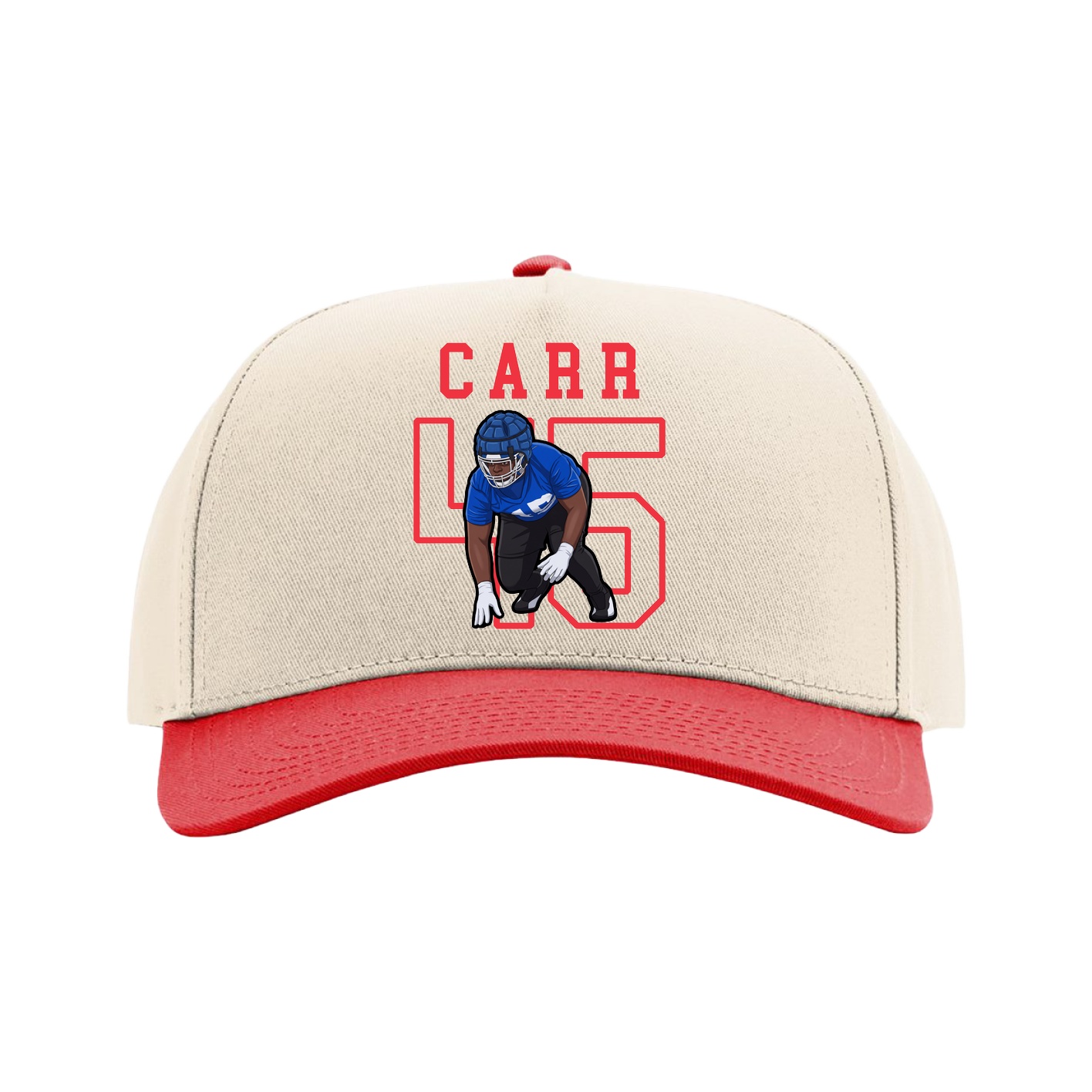 Full Fabric Five-Panel Champ Cap — Shirsey in Cream/Red