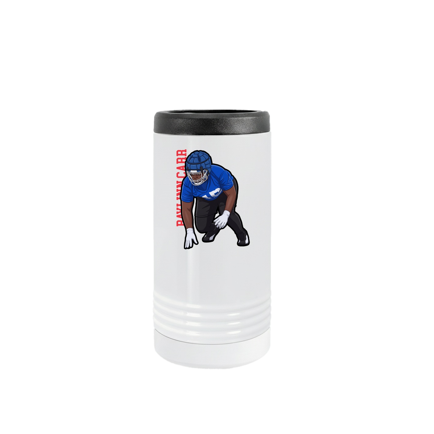 Slim Beverage Holder — Name Vertical in White