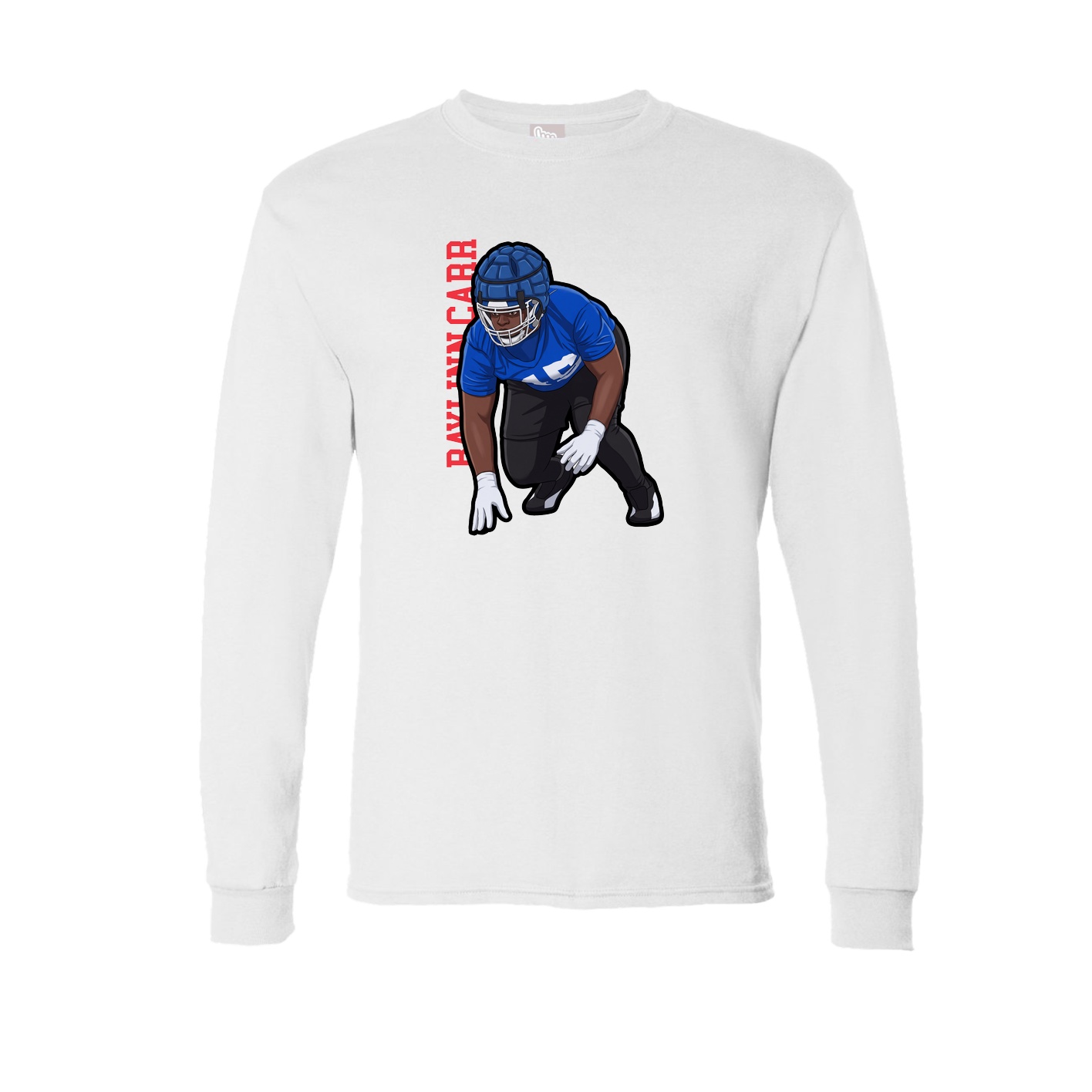 Long Sleeve Tee — Name Vertical in White
