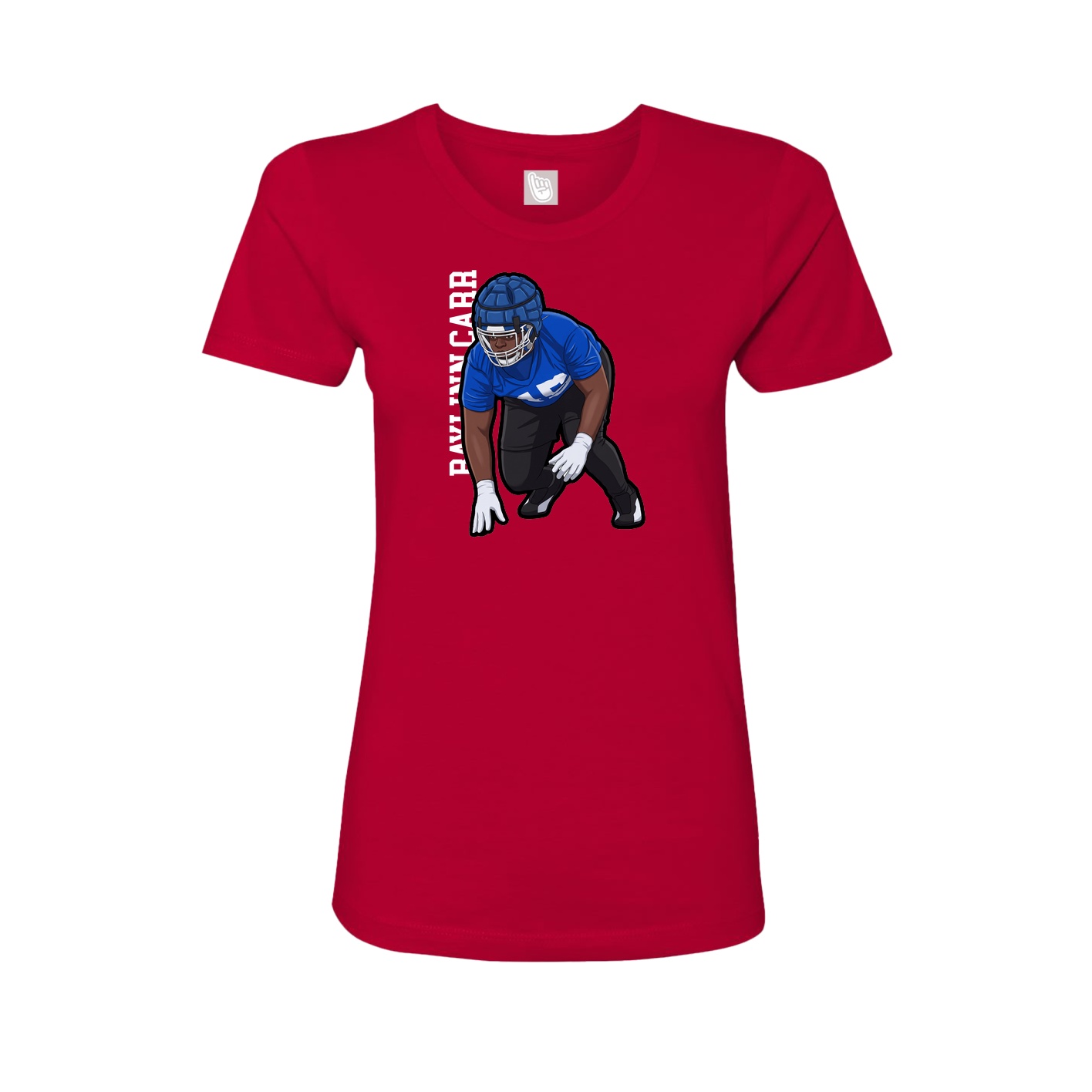 Fitted Women's Tee — Name Vertical in Red