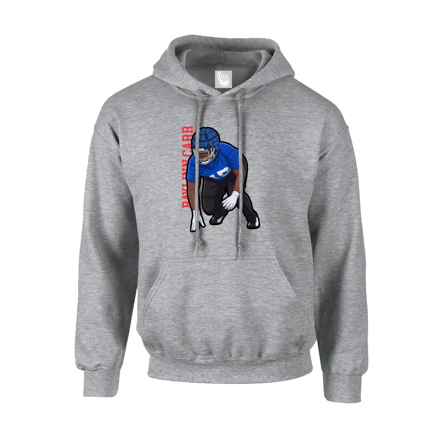 Hoodie — Name Vertical in Grey