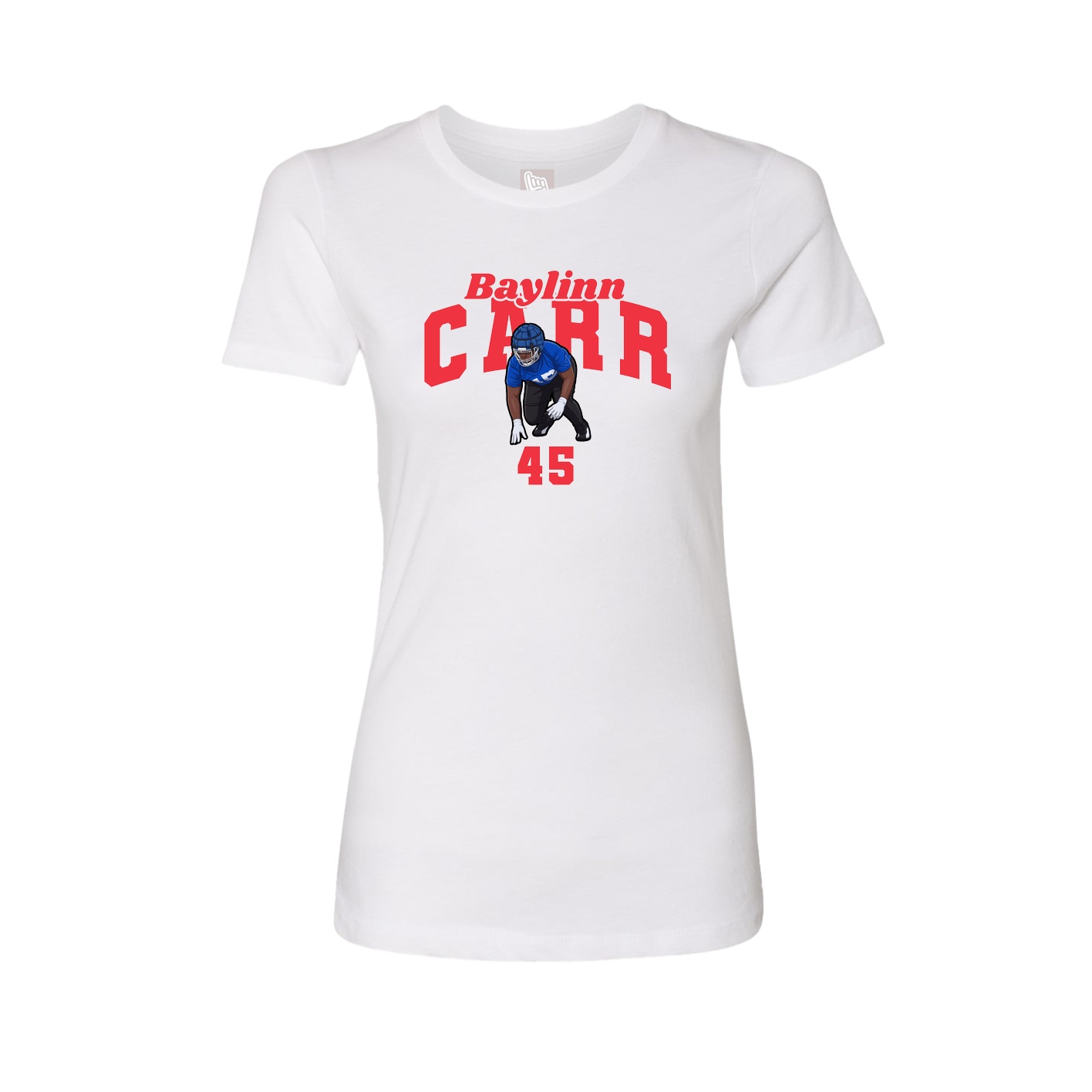 Fitted Women's Tee — Signature Arch in White