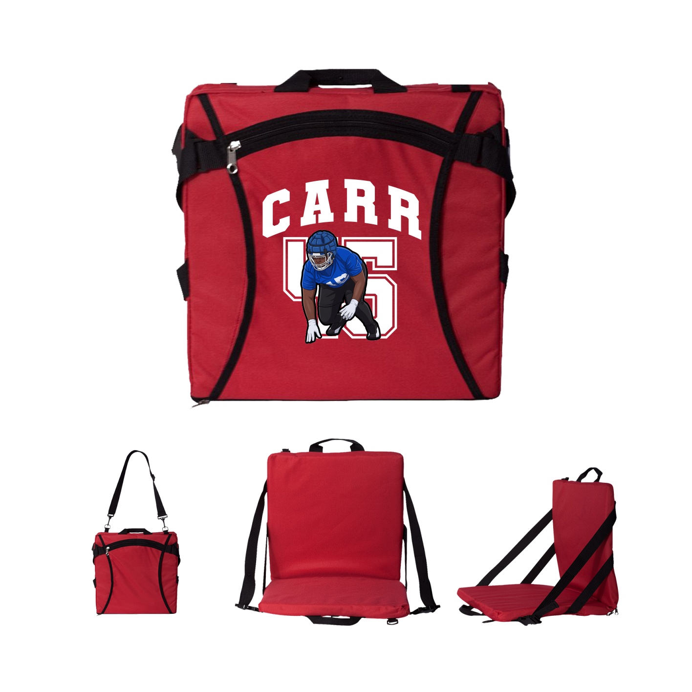 Folding Stadium Seat — Number in Red