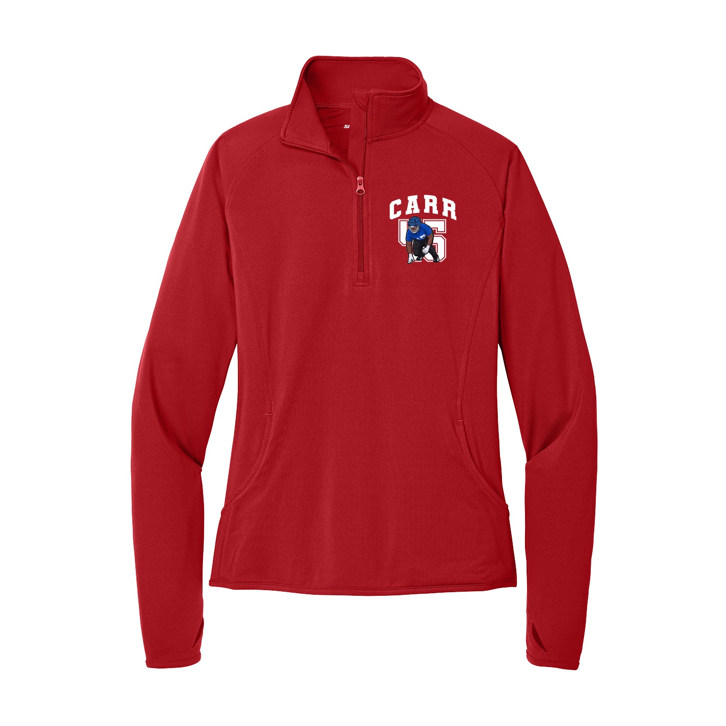 Women's Q-Zip Pullover — Number in Red