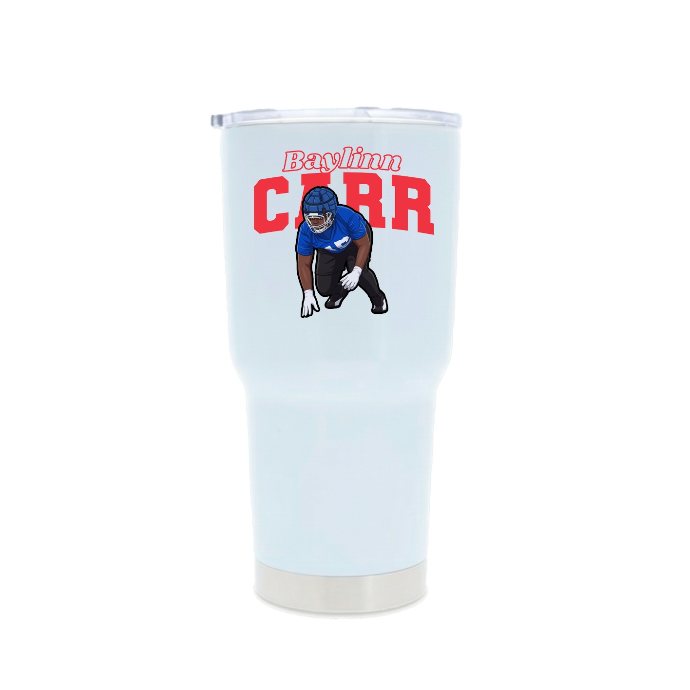 30oz Stainless Steel Tumbler — Name Arch in White