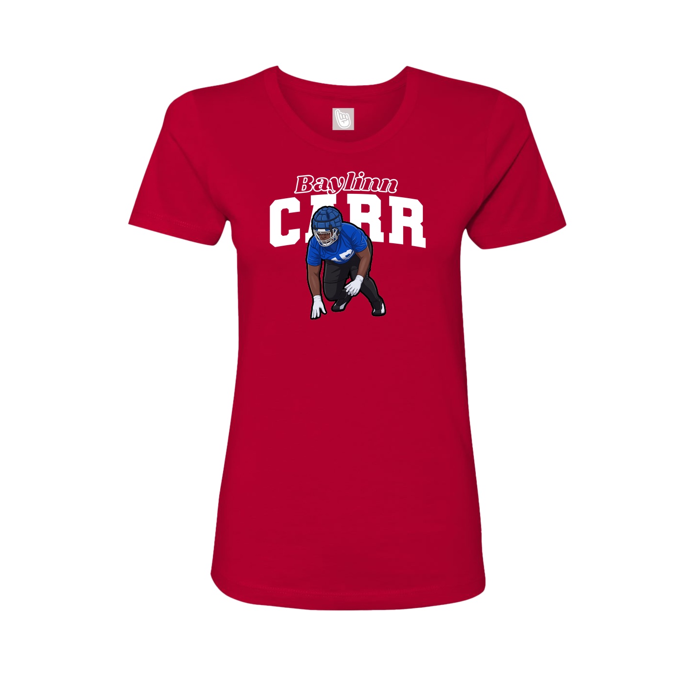 Fitted Women's Tee — Name Arch in Red