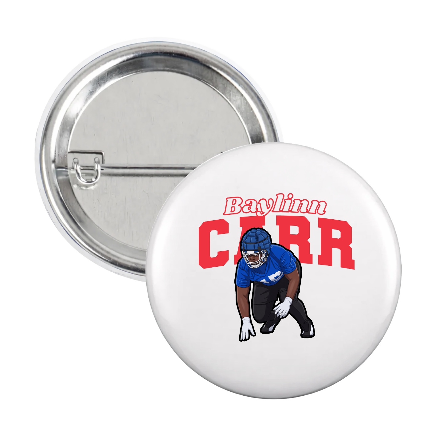 Game Day Button — Name Arch in White
