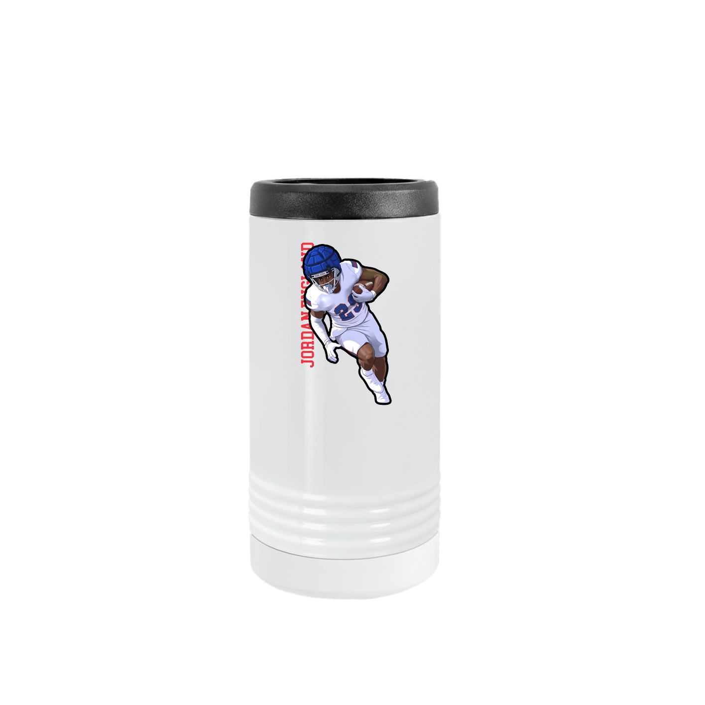 Slim Beverage Holder — Name Vertical in White