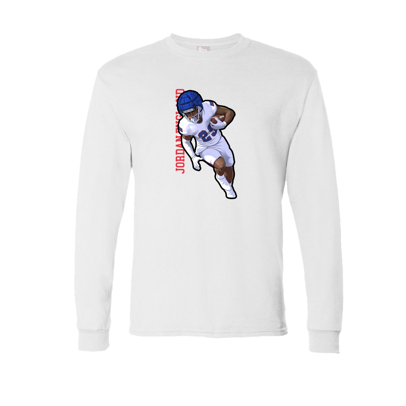 Long Sleeve Tee — Name Vertical in White