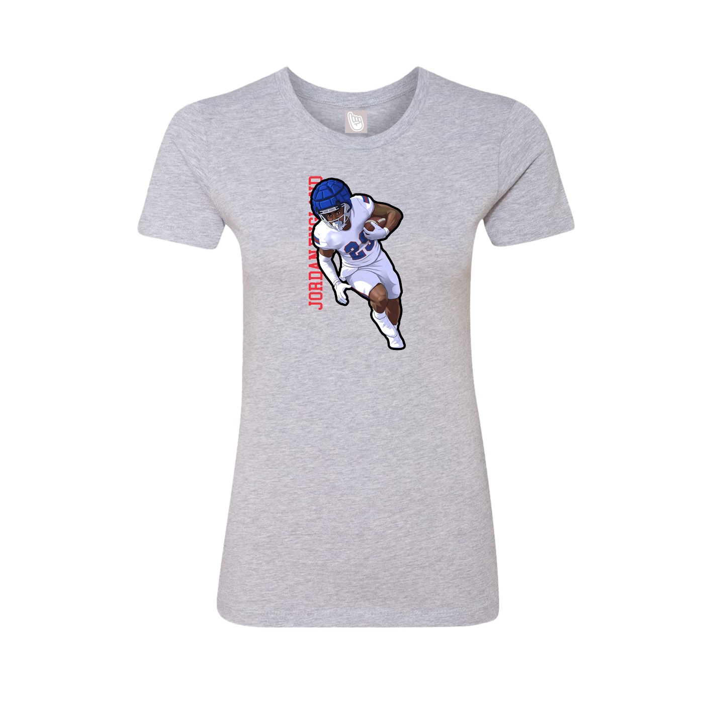 Fitted Women's Tee — Name Vertical in Grey