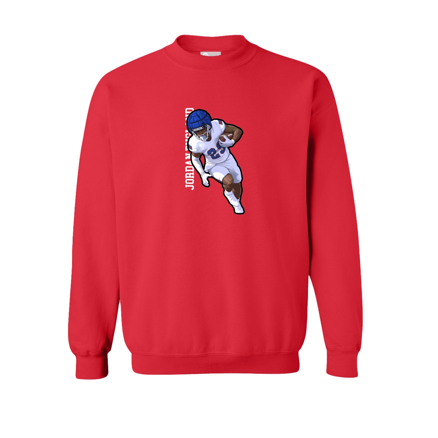 Fleece Crew — Name Vertical in Red