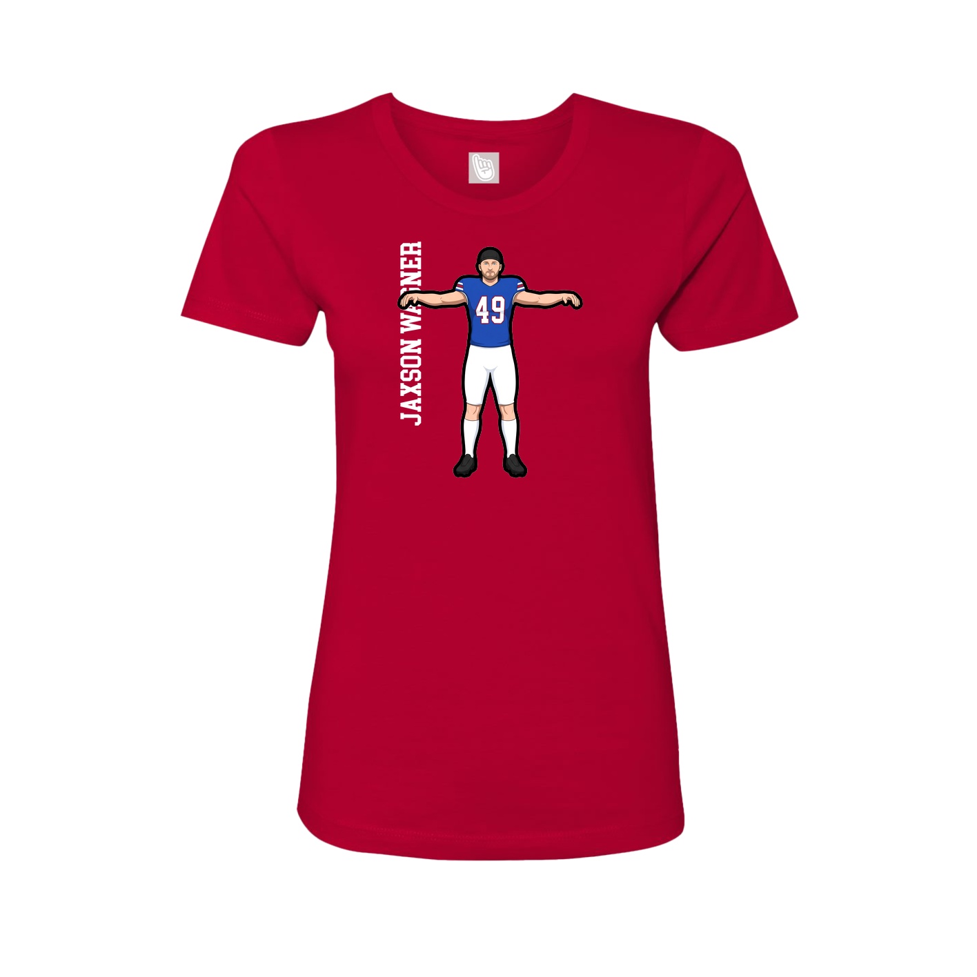 Fitted Women's Tee — Name Vertical in Red