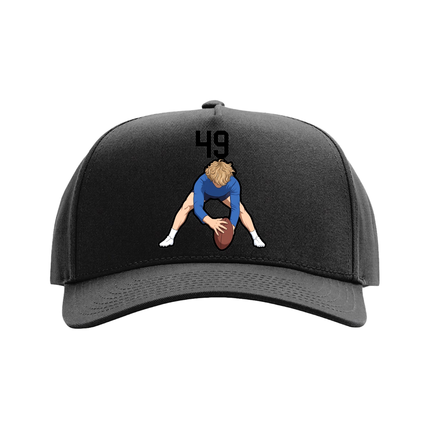Full Fabric Five-Panel Champ Cap — Number Top in Black