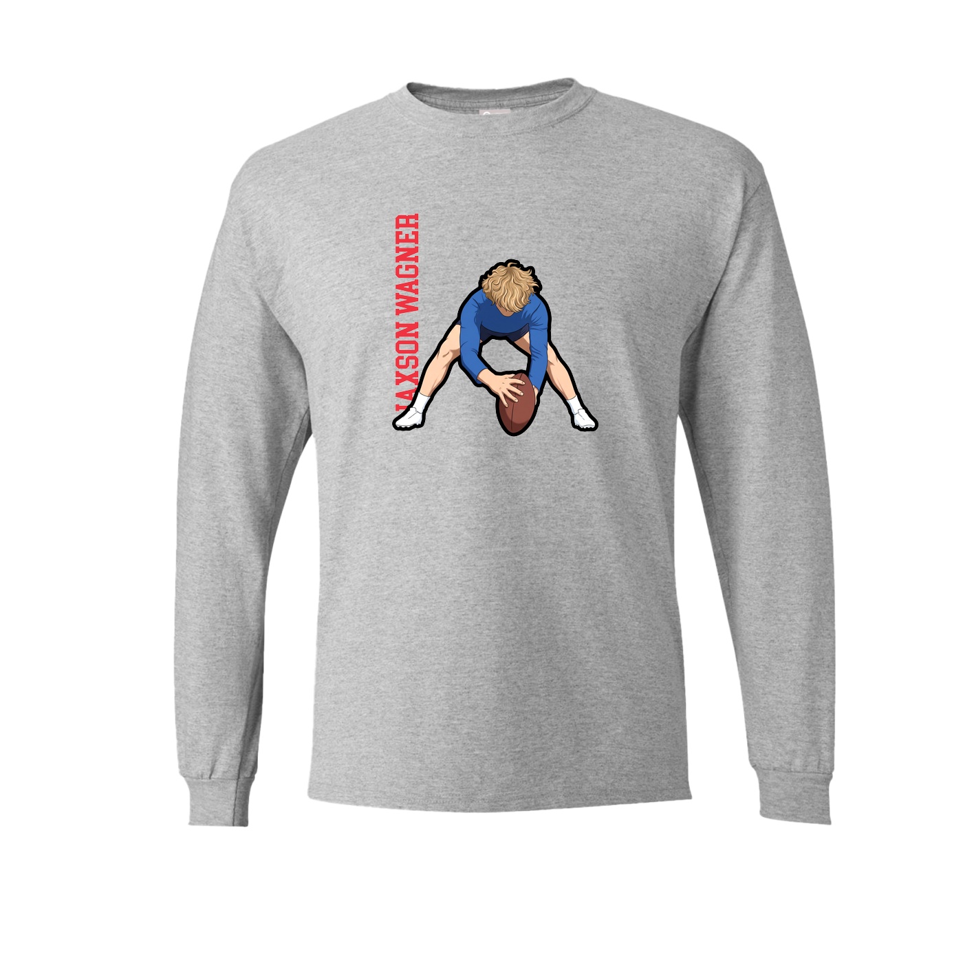 Long Sleeve Tee — Name Vertical in Grey