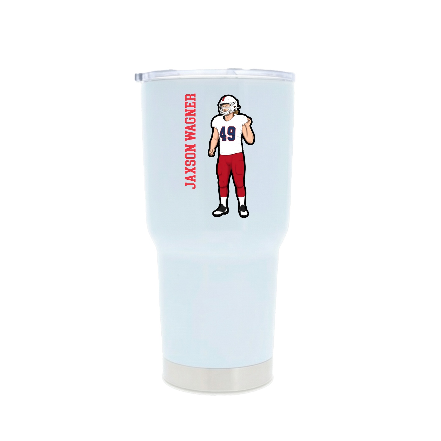 30oz Stainless Steel Tumbler — Name Vertical in White