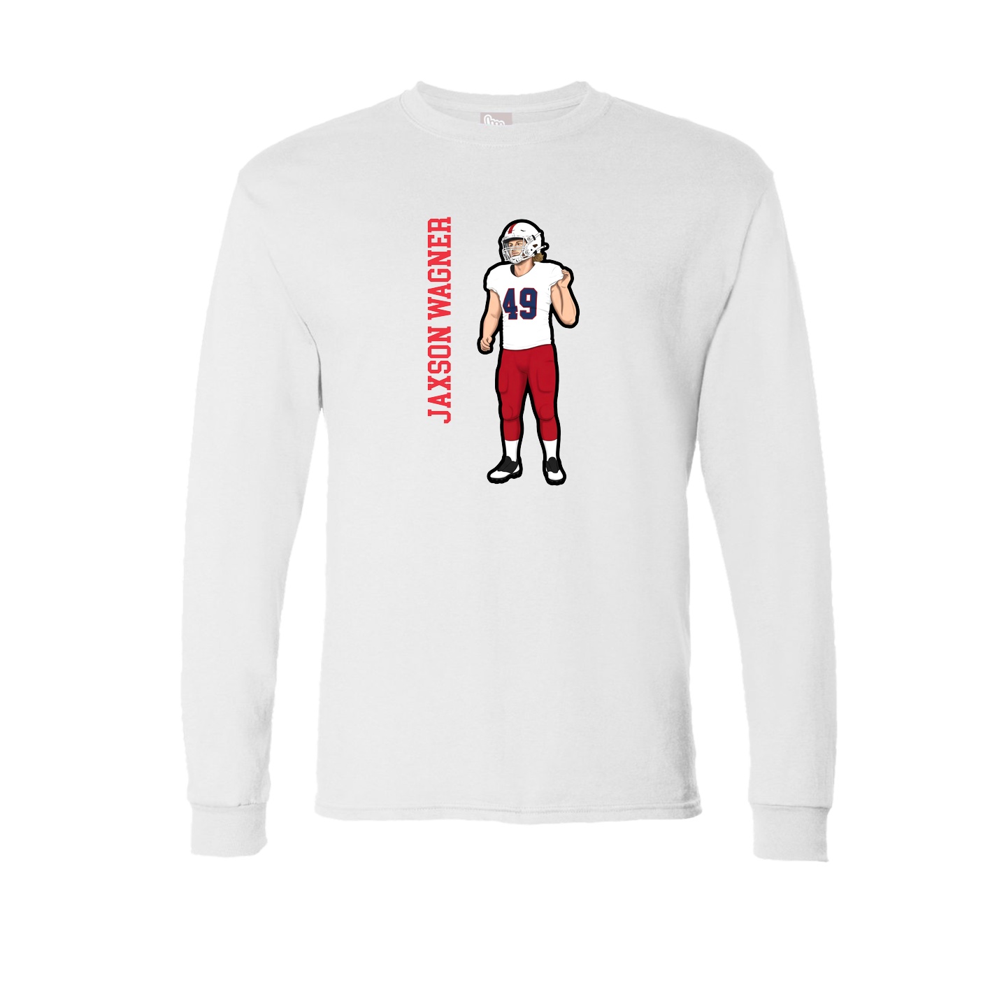 Long Sleeve Tee — Name Vertical in White