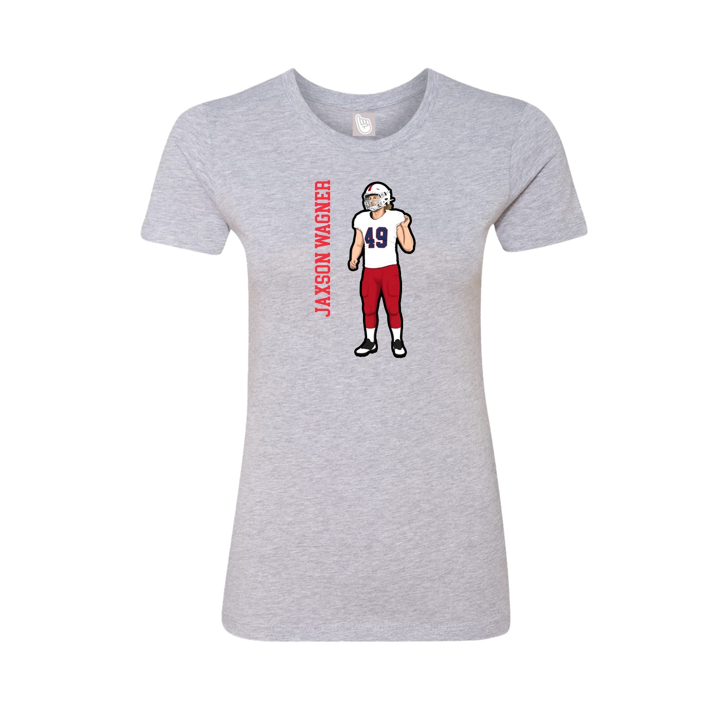 Fitted Women's Tee — Name Vertical in Grey
