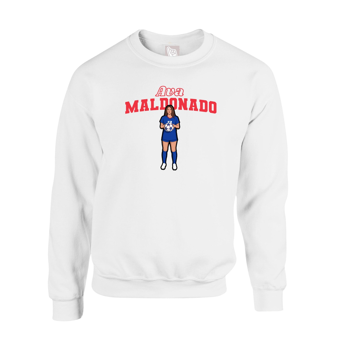 Fleece Crew — Name Arch in White