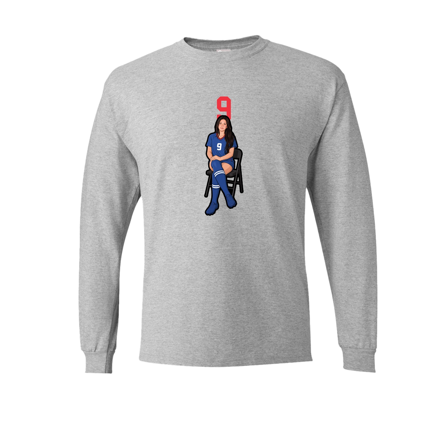 Long Sleeve Tee — Number Top in Grey