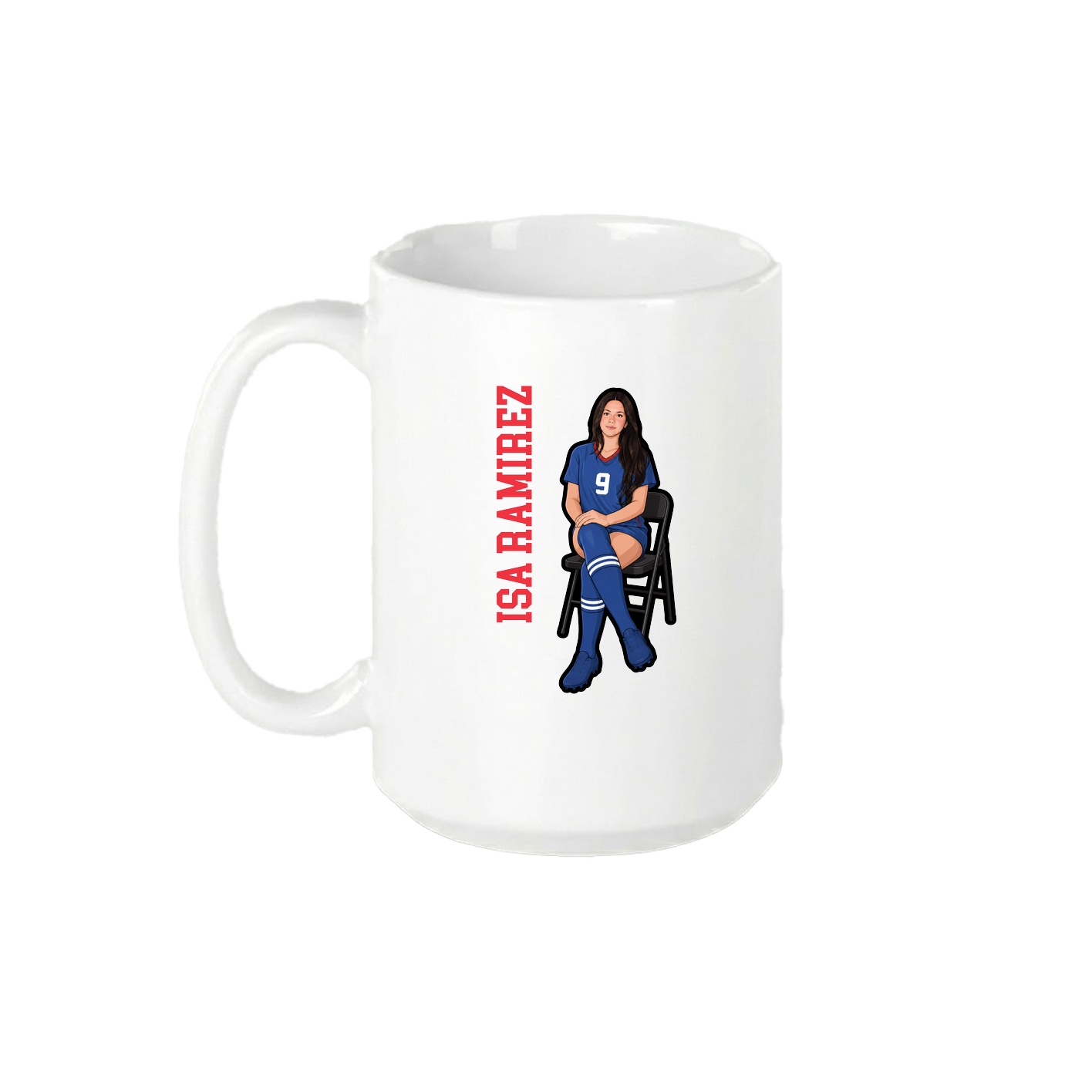 15oz Coffee Mug — Name Vertical in White