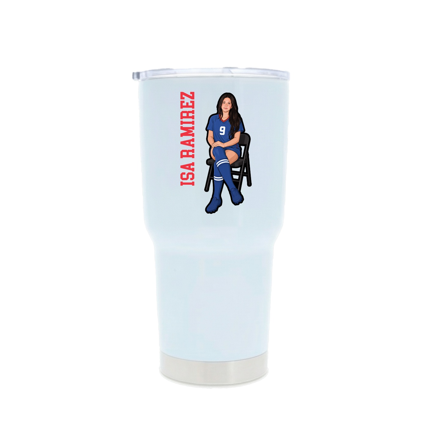 30oz Stainless Steel Tumbler — Name Vertical in White