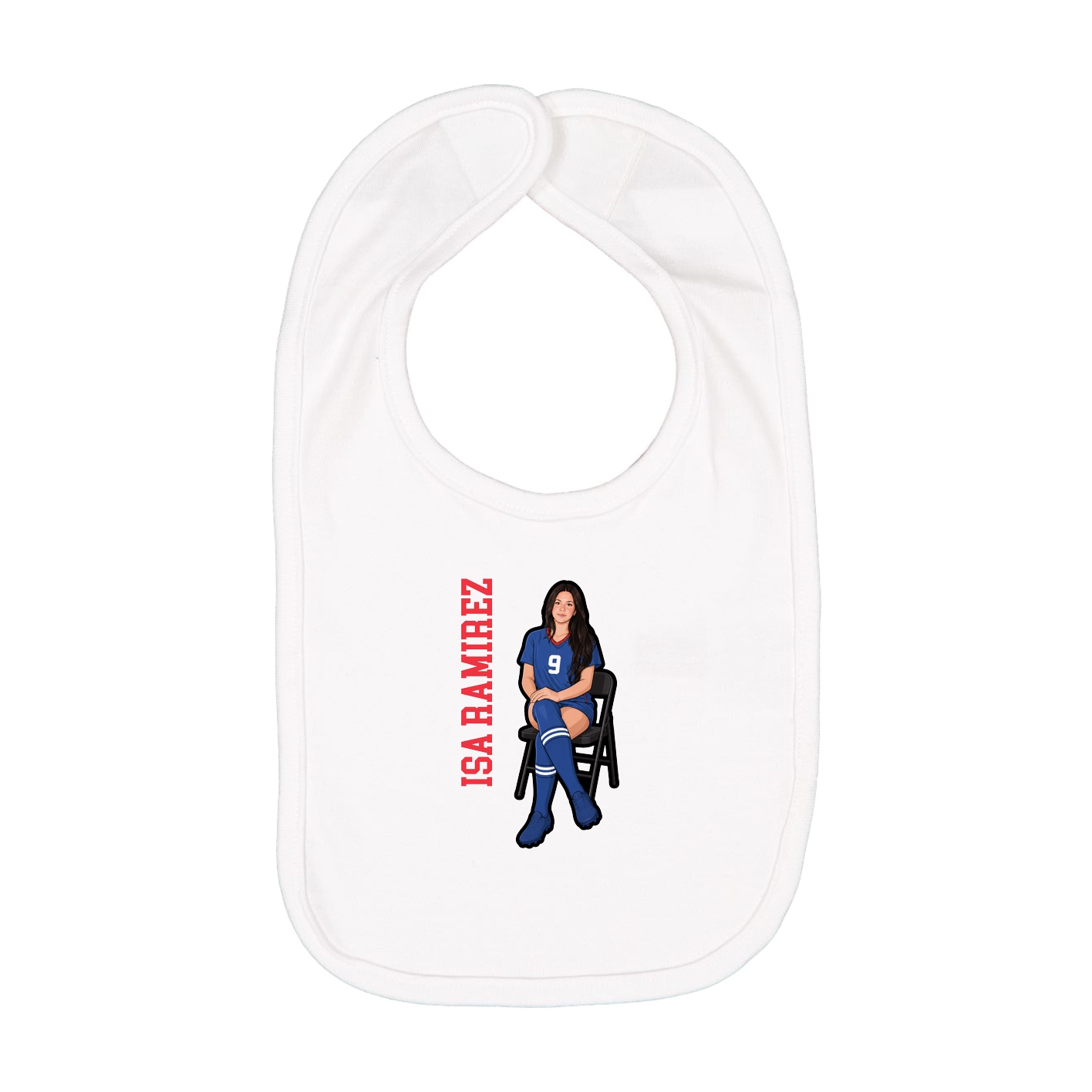 Infant Bib — Name Vertical in White