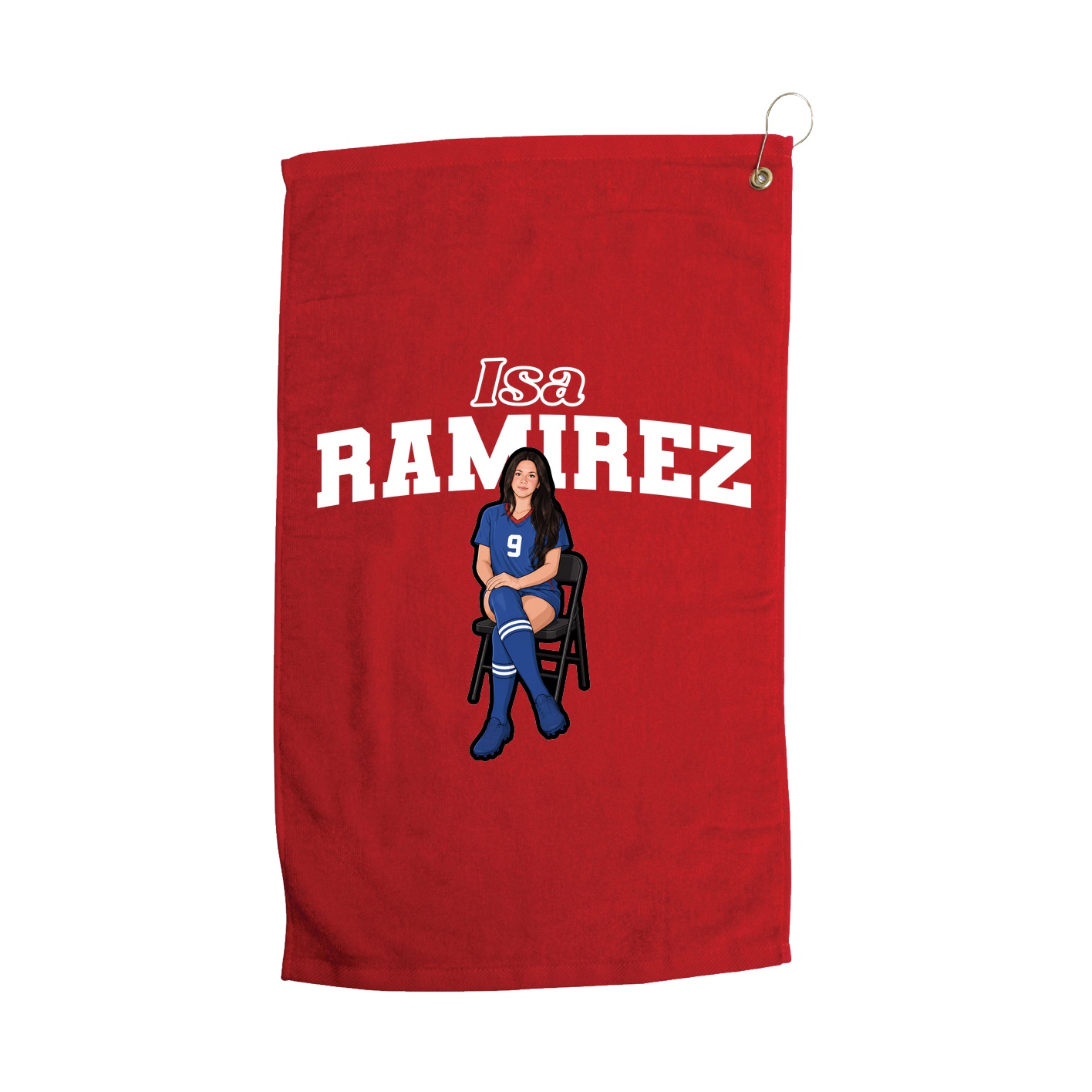 Golf Towel — Name Arch in Red
