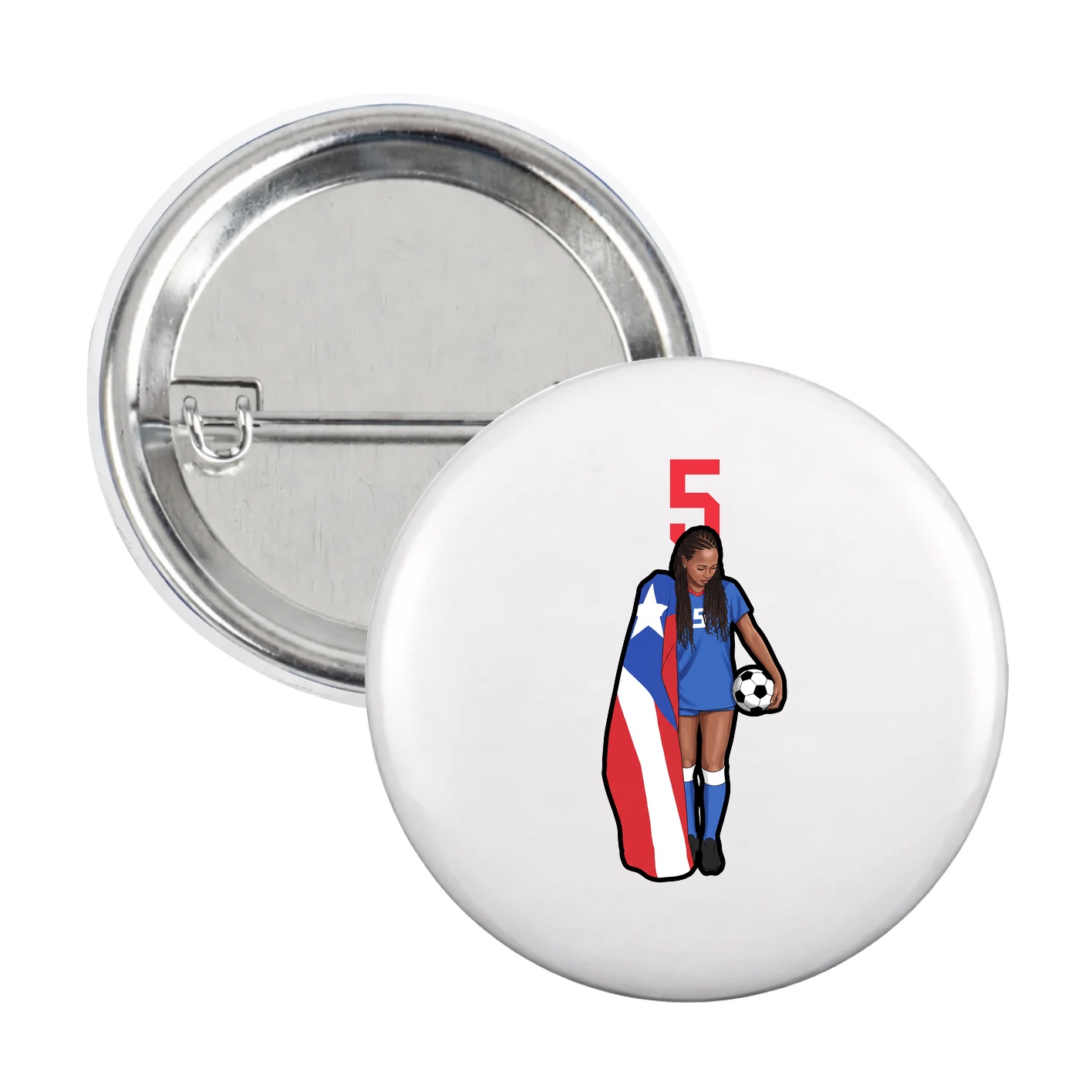 Game Day Button — Number Top in White