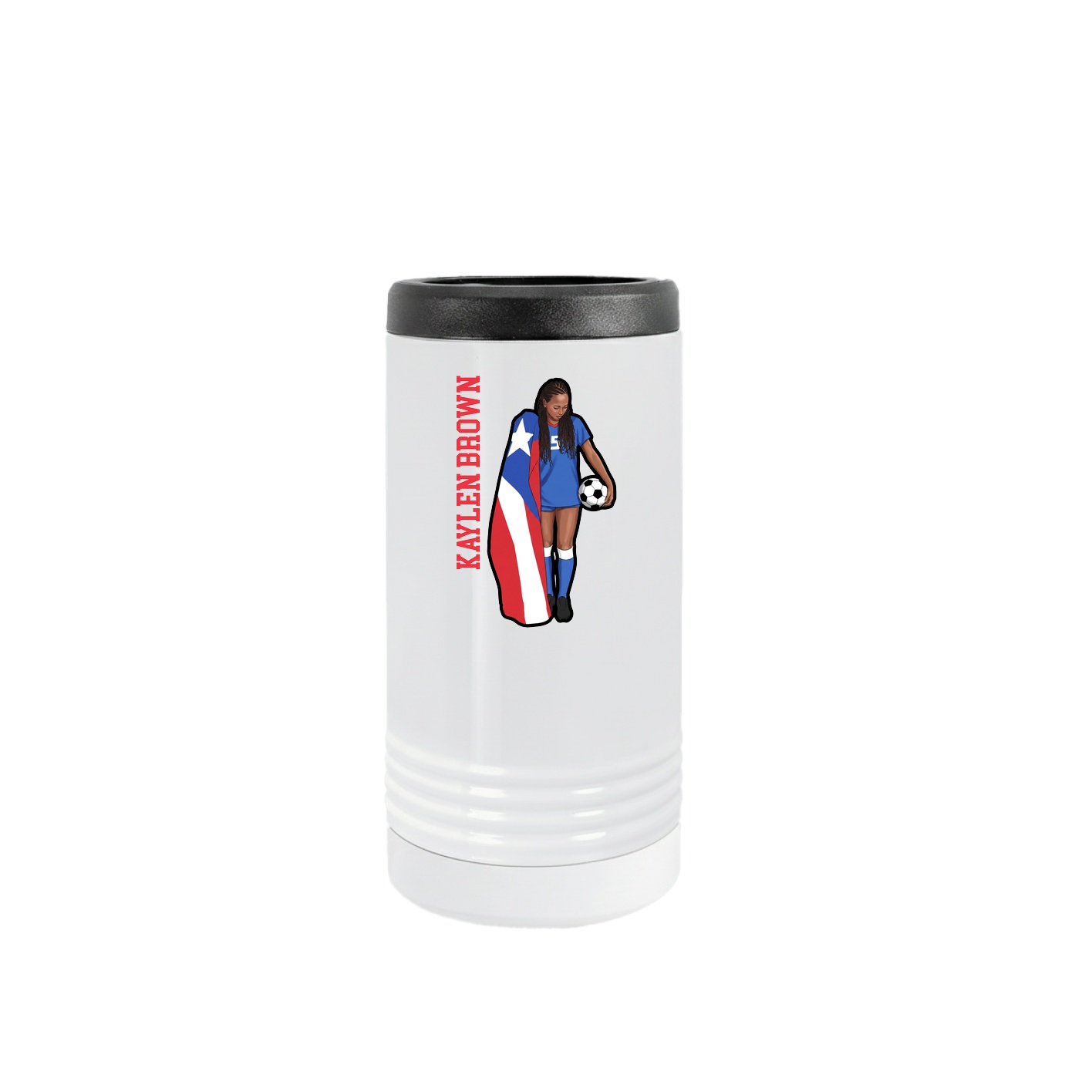 Slim Beverage Holder — Name Vertical in White