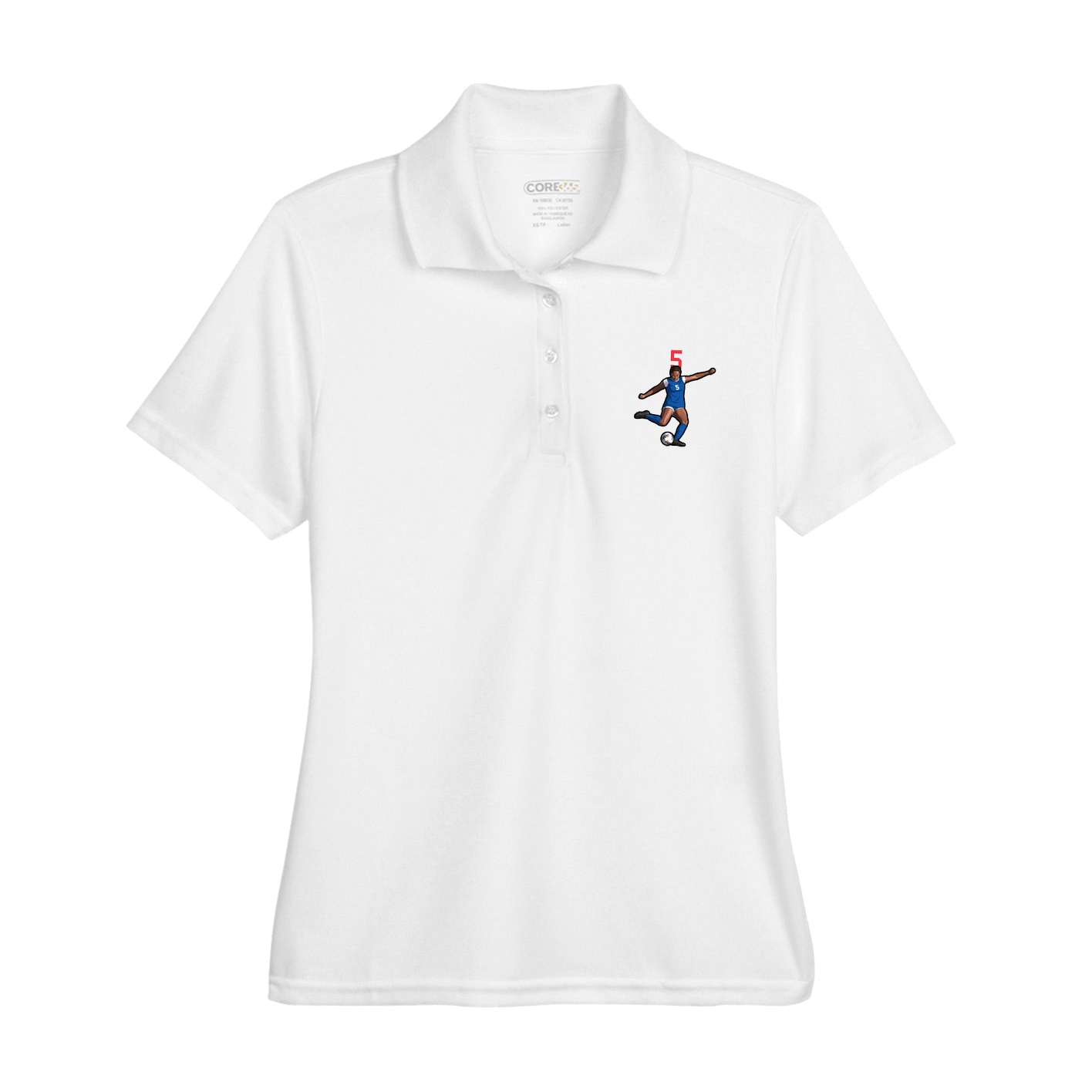 Womens Performance Polo — Number Top in White