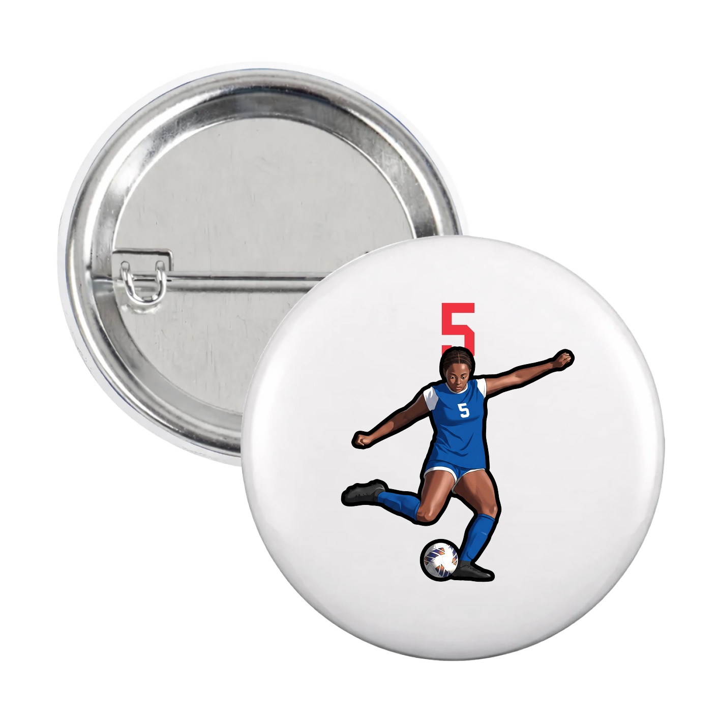 Game Day Button — Number Top in White