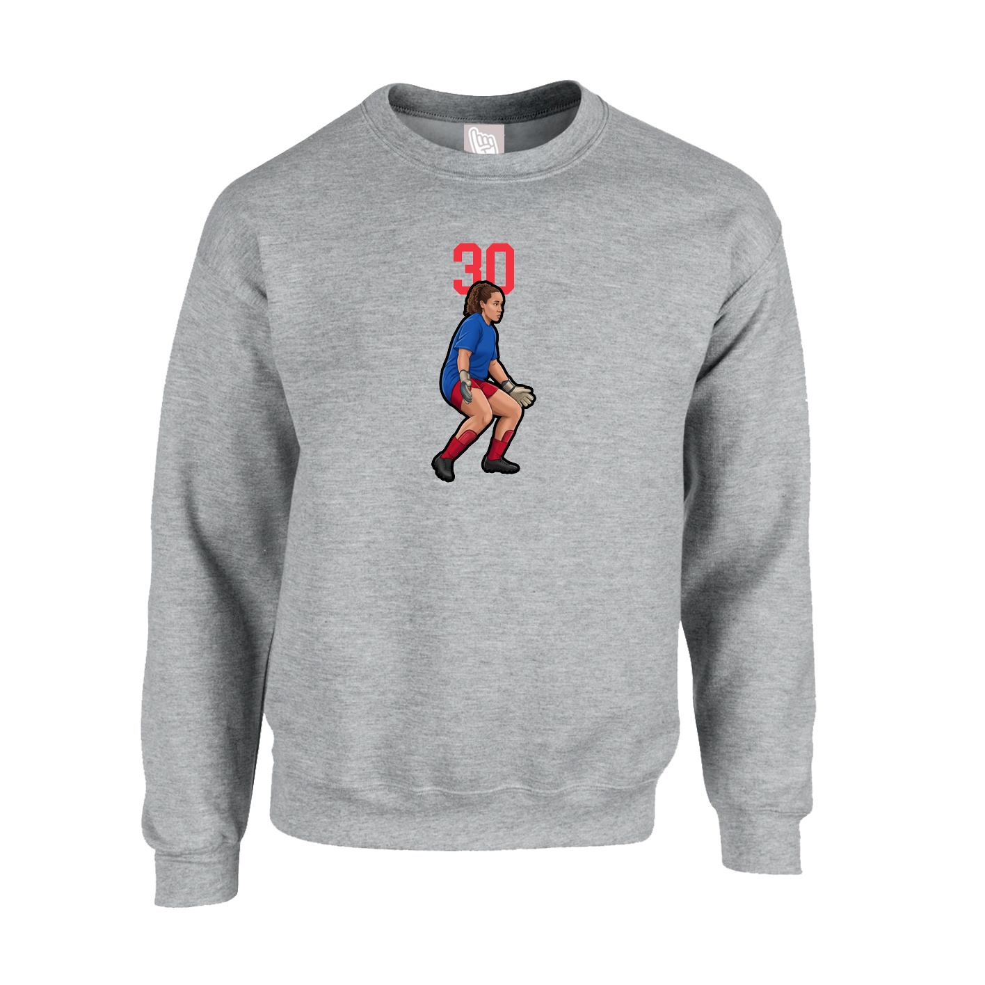 Fleece Crew — Number Top in Grey