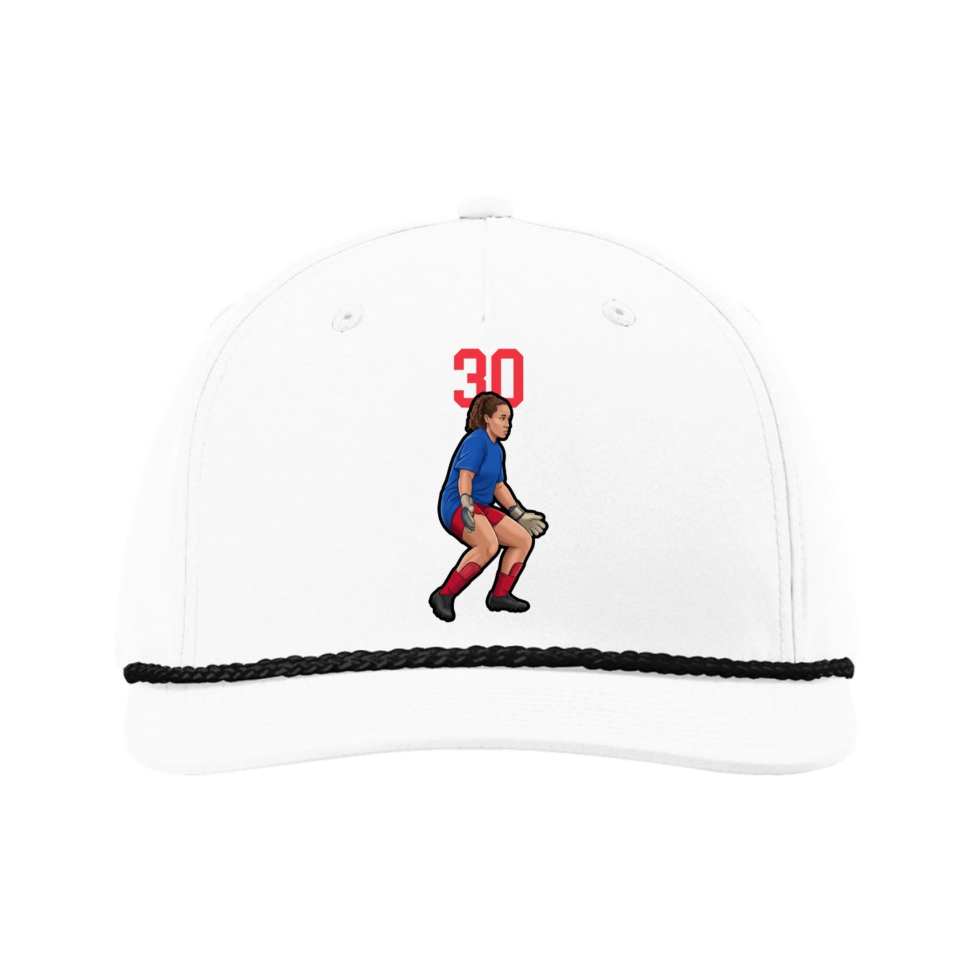 Five-Panel Classic Rope Cap — Number Top in White