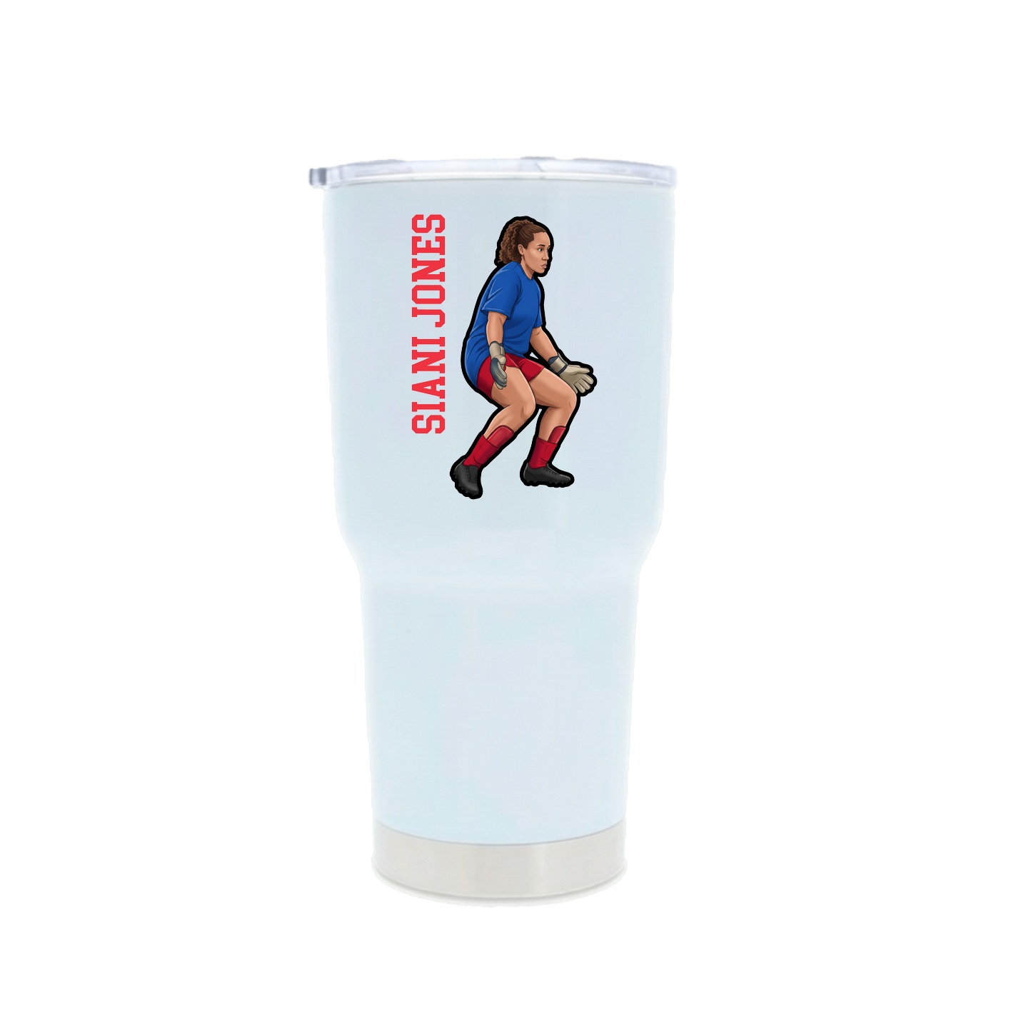 30oz Stainless Steel Tumbler — Name Vertical in White