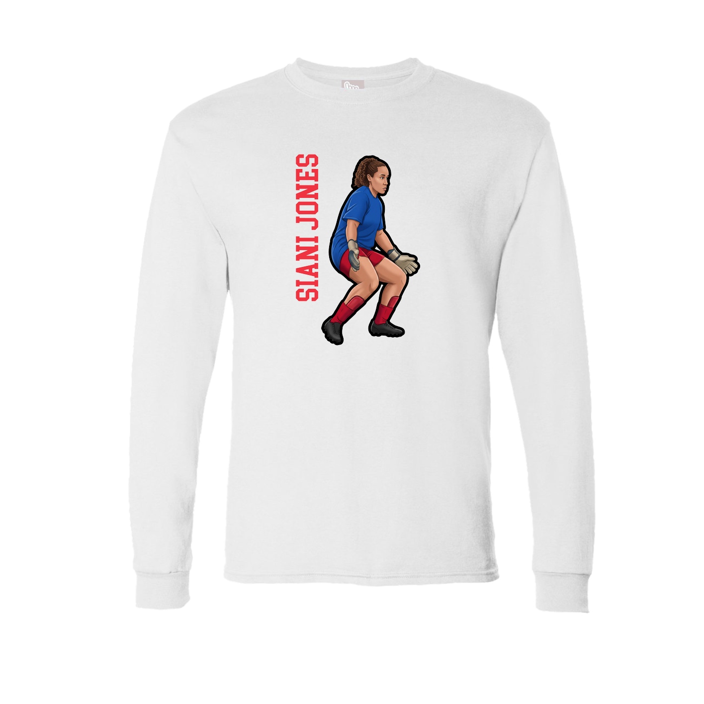 Long Sleeve Tee — Name Vertical in White