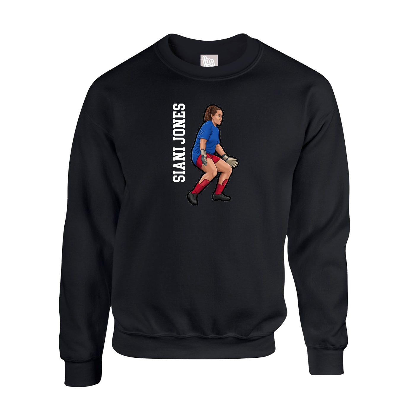 Fleece Crew — Name Vertical in Black