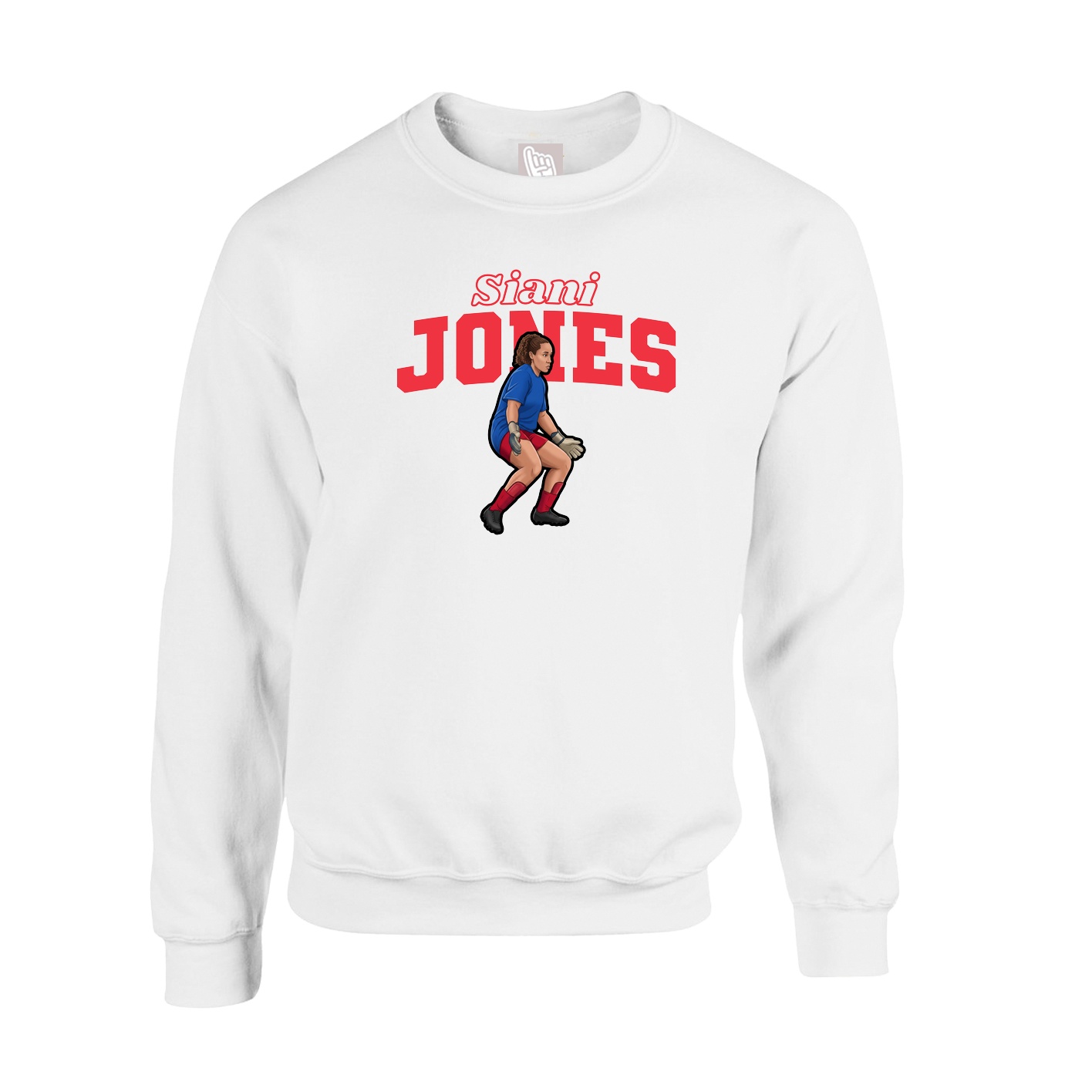 Fleece Crew — Name Arch in White