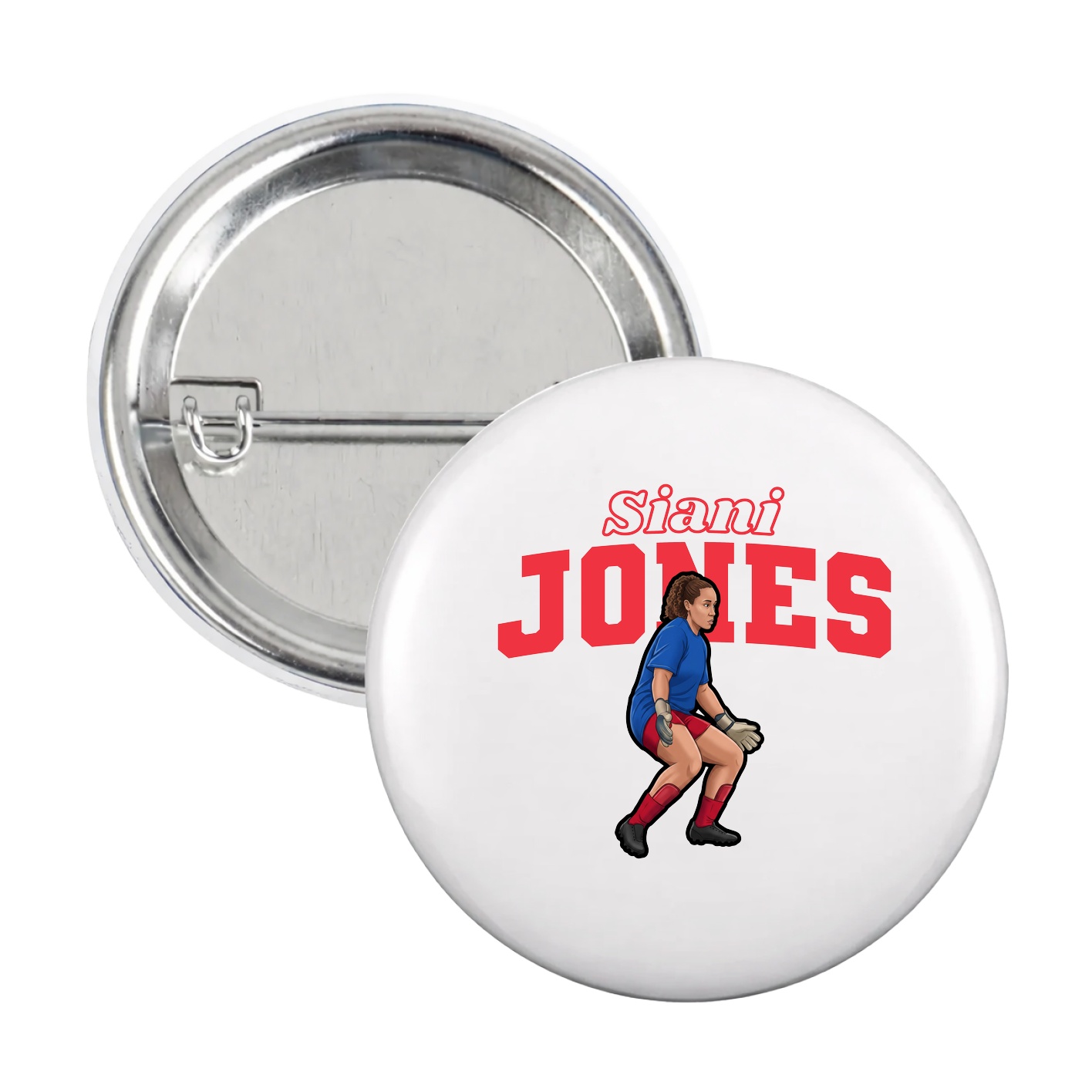 Game Day Button — Name Arch in White
