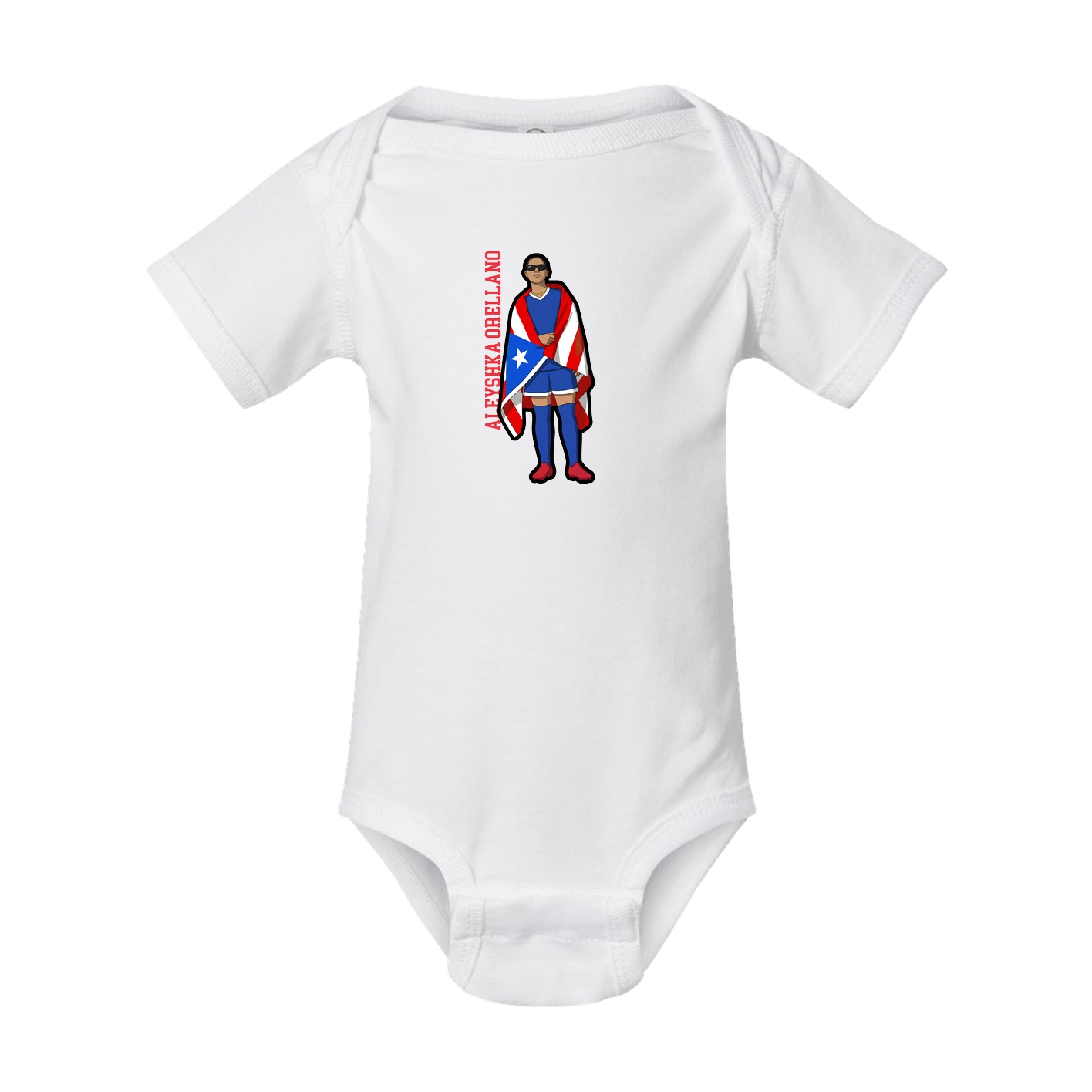 Baby Onesie — Name Vertical in White