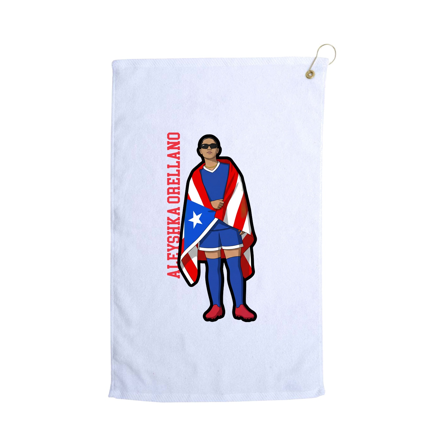 Golf Towel — Name Vertical in White